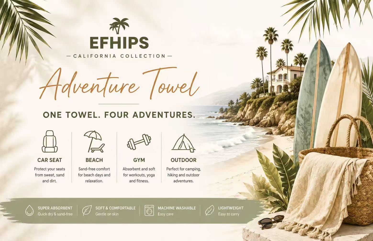EFHIPS California Collection Adventure Towel