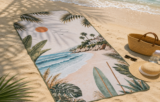EFHIPS California Escape towel laid out on the beach