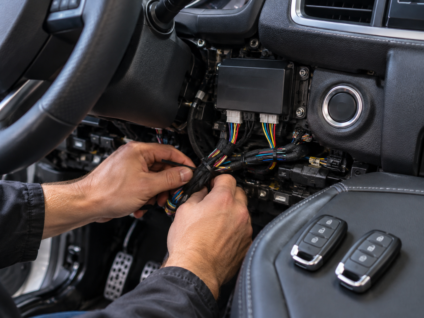 What a Professional Push Button Start Installation Should Look Like Behind the Dashboard — Harness routing should look intentional