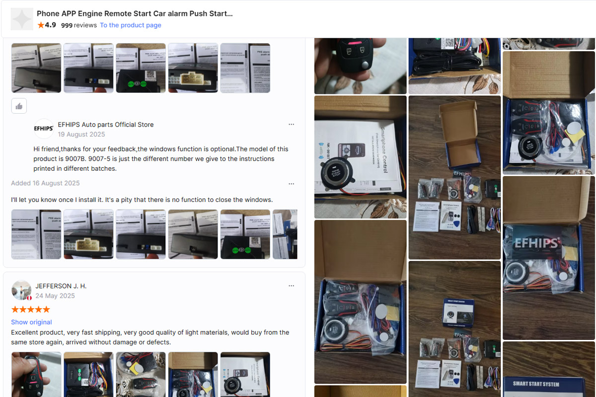 Real customer review of EFHIPS push button start system