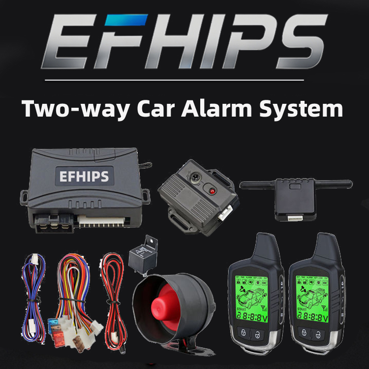 EFHIPS Two-Way Car Alarm System with LCD Pager Remote and Remote Start